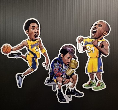 New Kobe Bryant Art Stickers 3 pack Los Angeles Lakers jersey card rookie chrome
