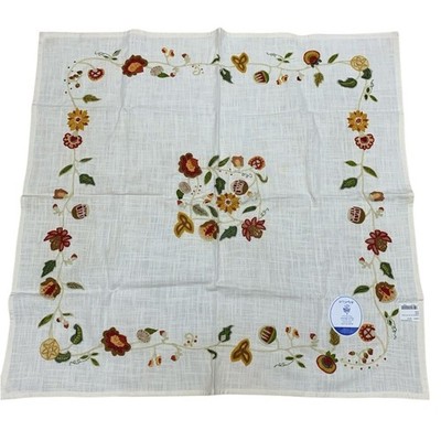 April Cornell Trellis Tea Tablecloth 36x36 Cream Embroidered Cottagecore Boho