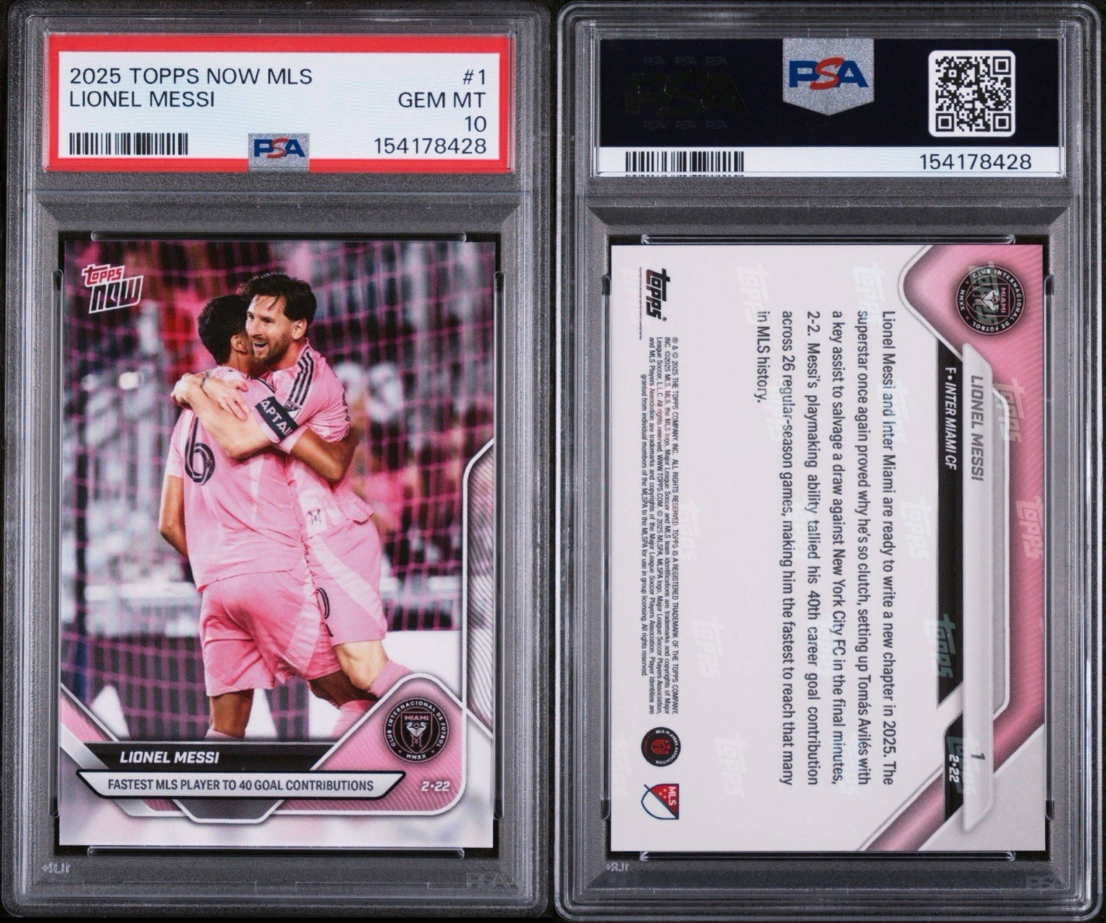2025 Topps NOW MLS #1 Lionel Messi PSA 10 GEM PR: 4867; Inter Miami; 40 Goals view 3