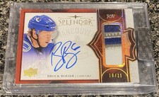 2017-18 UD Splendor Brock Boeser /11 Red RPA Rookie Auto Patch RC Vancouver NHL