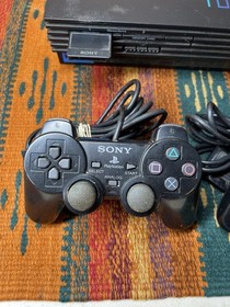 Sony PlayStation 2 PS2 Black Console OEM 2 Controller Cables Tested Works
