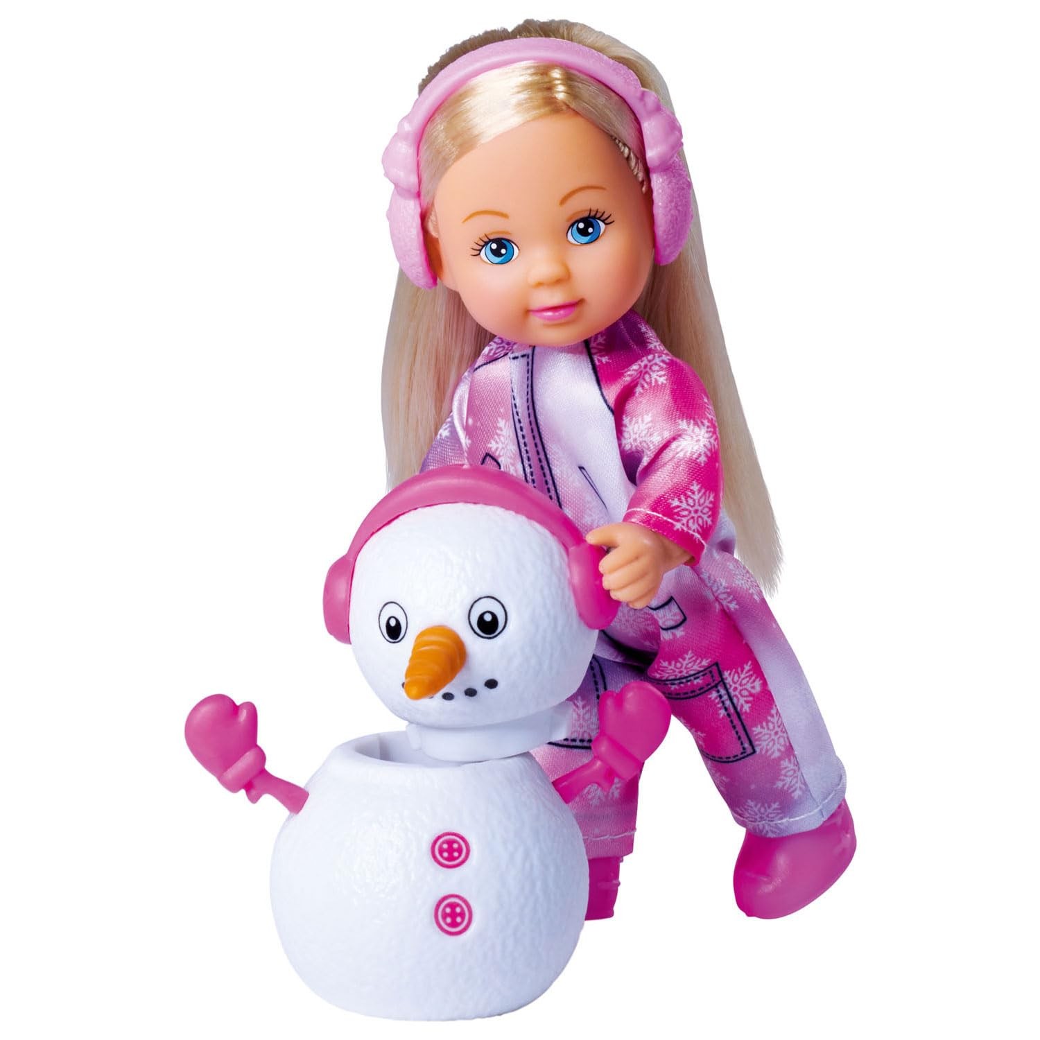 Simba 105733646 Evi Love Snow Toy Doll in Cute Snowsuit with Snowman to Build Yo 4690₽