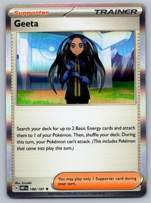 Geeta 188/197 Rare Obsidian Flames Pokemon Holo Near Mint