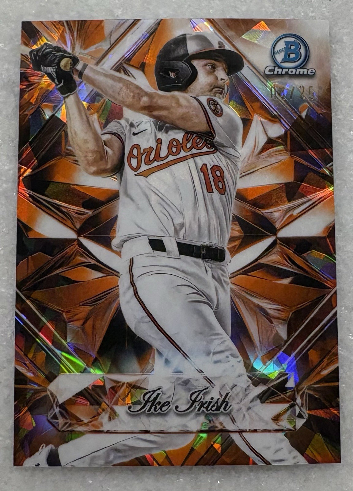 2025 Bowman Draft Sapphire Ike Irish Sapphire Selections Orange Refractor /25
