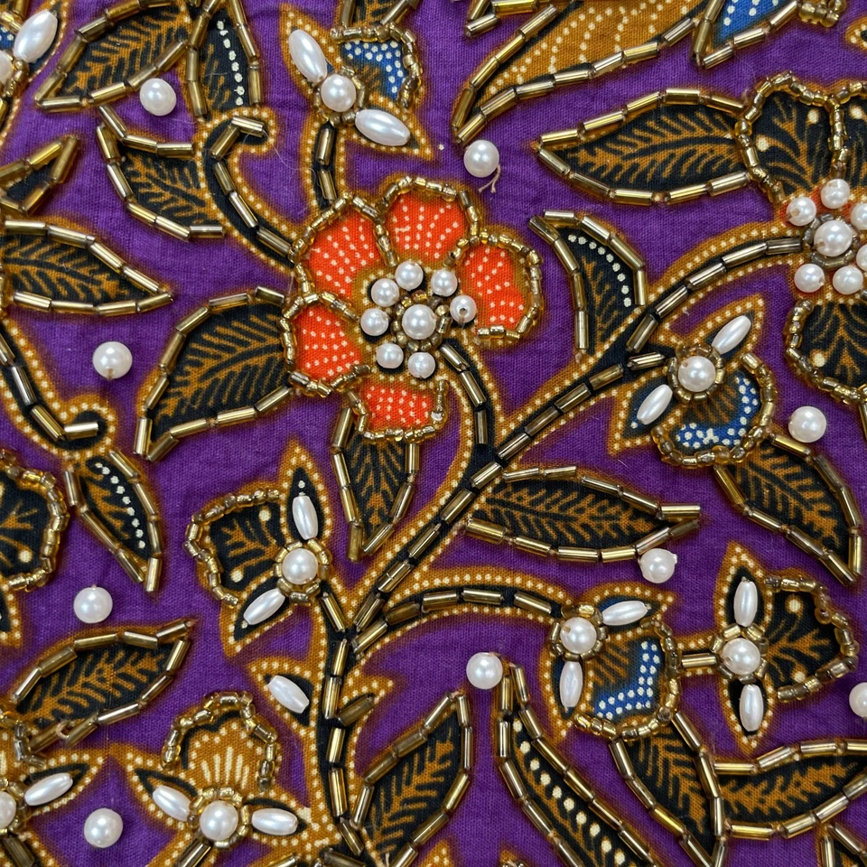 Chaleco Vintage Bali Chic Para Hombres Negro Floral Cuentas Bordado Arsty Boho Funky Foto 4 de 4