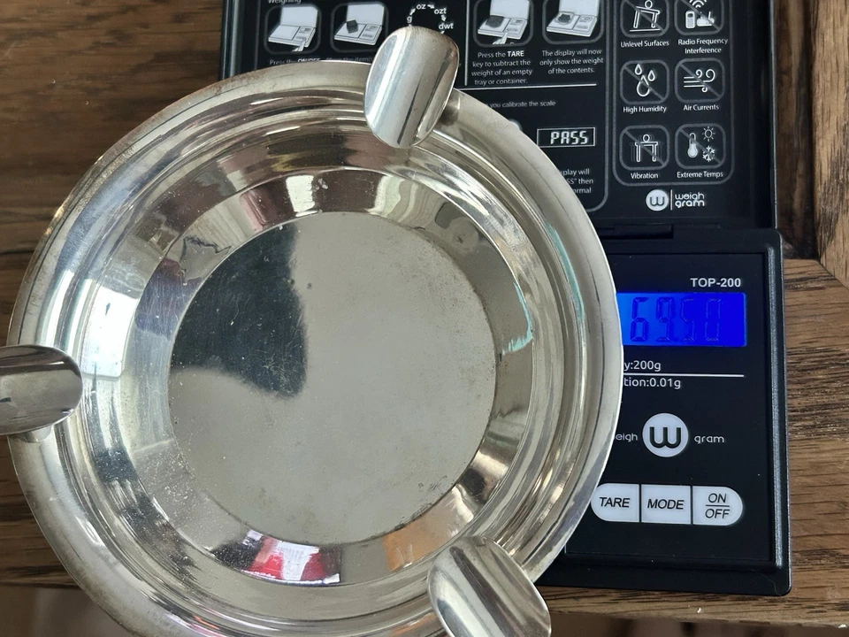 复古纯银烟灰缸 状况完好 - 69.5 克 — 第 3/3 张图片