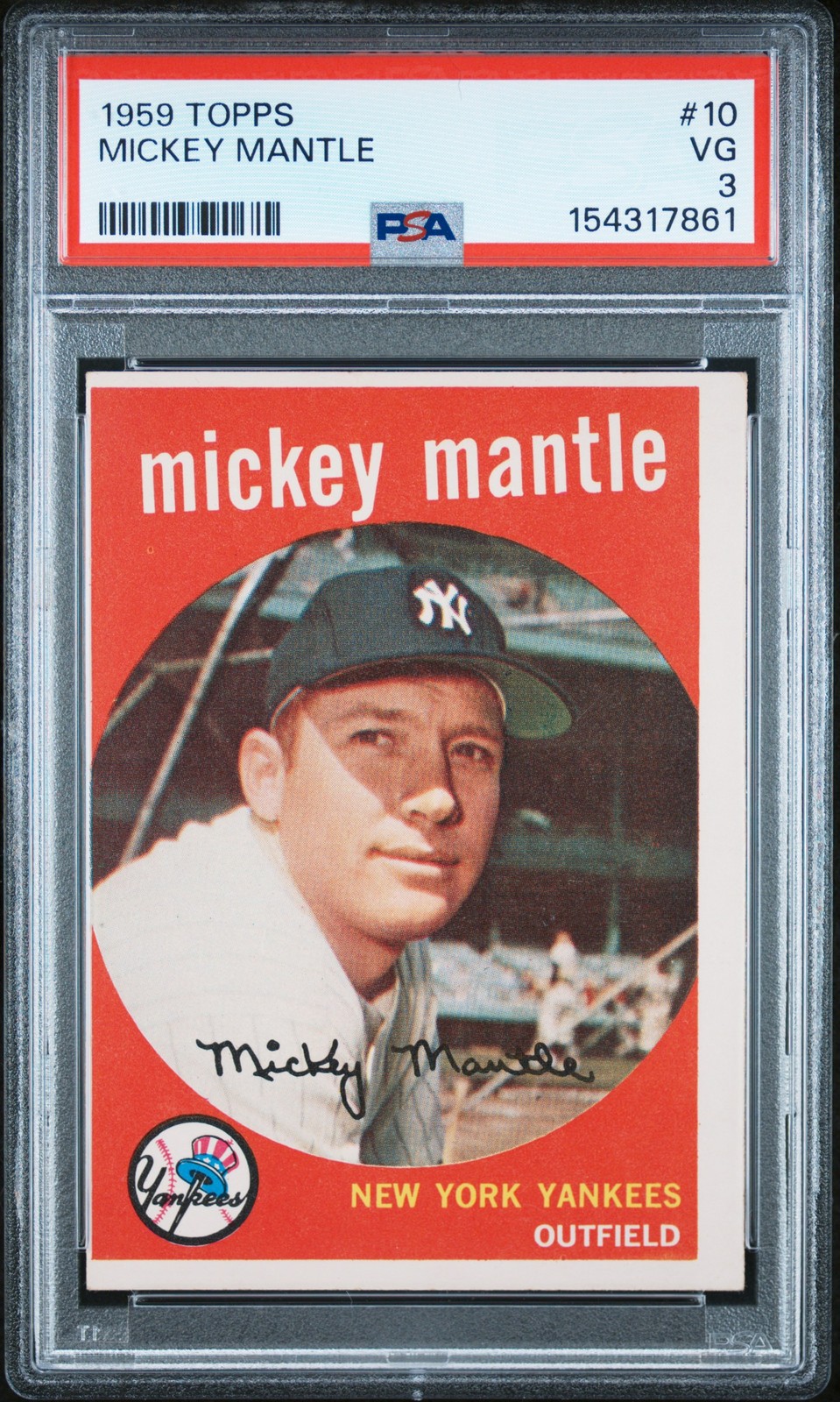 1959 TOPPS #10 MICKEY MANTLE PSA 3
