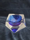 1960's Blue Ashtray or Vide Poche by Flavio Poli for Seguso in Murano Glass.