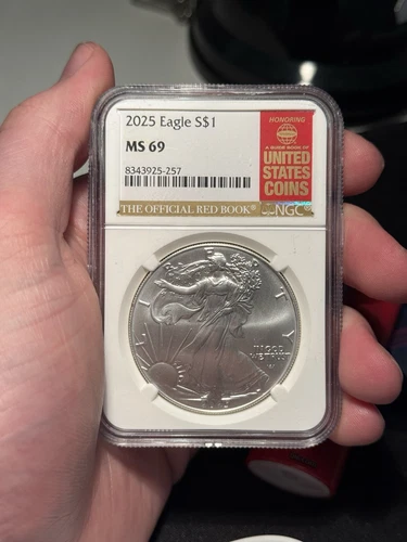 2025 American Silver Eagle NGC MS 69 - Official Red Book Label