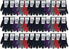 36 Pack Yacht  Smith Wholesale Bulk Thermal Winter Hats Or Gloves, Solid Black