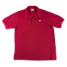 Lacoste Polo Shirt Men's Small Burgundy Regular Fit Cotton Croc Logo Casual