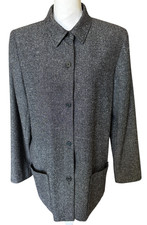 Vintage Pendleton Womens Wool Blend Jacket Blazer Sz 16 Tall Lined Black White