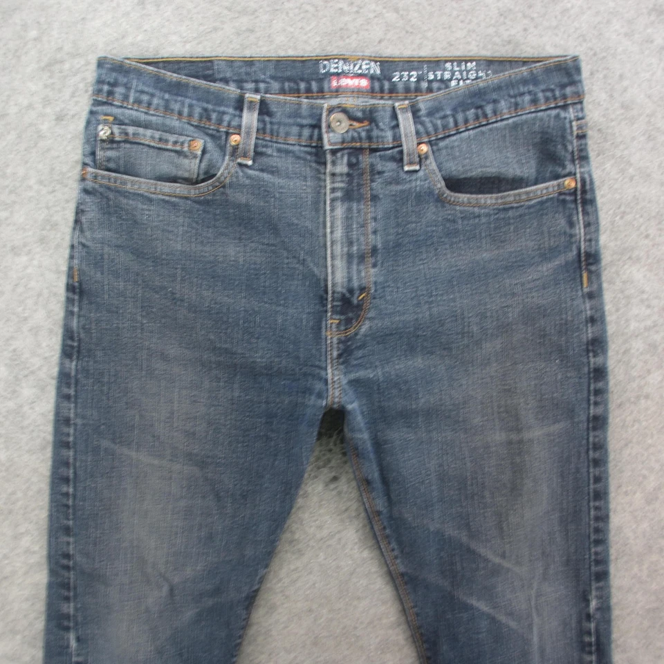 Pantalones de mezclilla Denizen From Levis para hombre 36x30 azul 232 ajustados calce recto lavado medio Foto 2 de 4