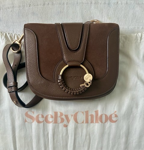 See By Chloe Hana Small Dark Brown Leather & Suede  Crossbody Bag With Dust Bag.