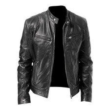 HERREN LEDERJACKE KUNSTLEDER SCHWARZ GROESSE ...