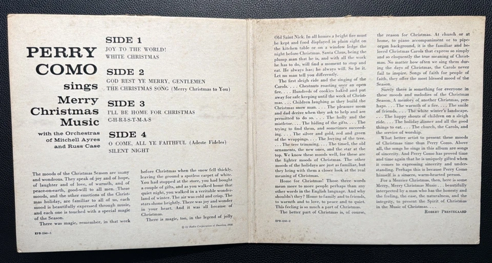 Perry Como - Perry Como Sings Merry Christmas Music (RCA Victor EPB 1243) 45 x 2 - Image 2 of 4
