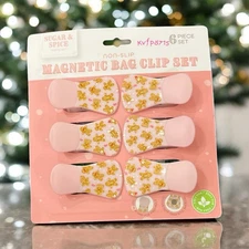 Pink Pastel Gingerbread Man Chip Bag Clips 6 Pieces Oh Snap Christmas Peppermint