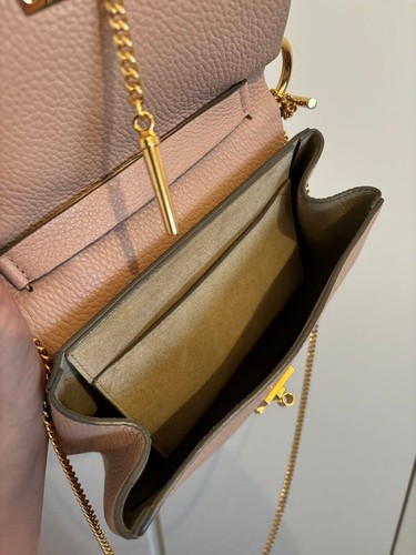Chloe Drew Leather Gold Chain Shoulder Bag Pink Beige from Japan - Afbeelding 5 van 6