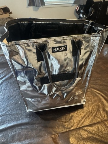 HULKEN Large Rolling Tote Bag Silver Wheeled Utility Shopping Foldable