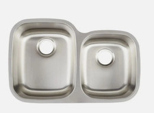 Signature Hardware 447790 32" 60/40 Double Basin Stainless Steel Kitchen Sink