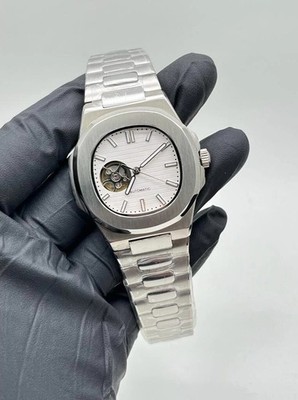 NH38 Automatic White Dial Open Heart Steel Bracelet Watch