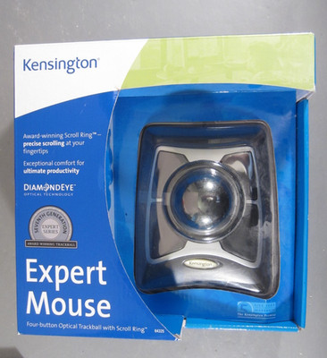 NEW Kensington Expert Mouse Wired 4 Button Optical Trackball Scroll Ring 64345