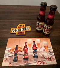 KOEHLER'S BEER Decal Salt & Pepper Bottles, Small Patch & Union Workers Postcard