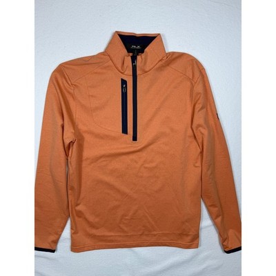 RLX Ralph Lauren Orange Quarter Zip Golf Pullover Sweater Size S Chief NWT