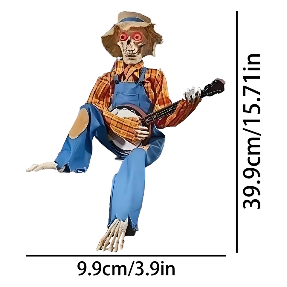 Halloween Esqueleto Divertido Animado Musical Duelo Banjo Esqueletos Decoración Foto 2 de 4