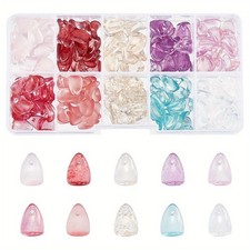 1box 200pcs 10 colors Transparent Spray Painted Glass Petaline Mixed color