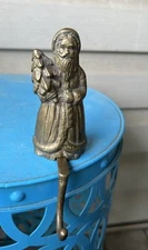 Vintage Brass Santa Christmas Stocking Hanger Holder Hook 6.5”