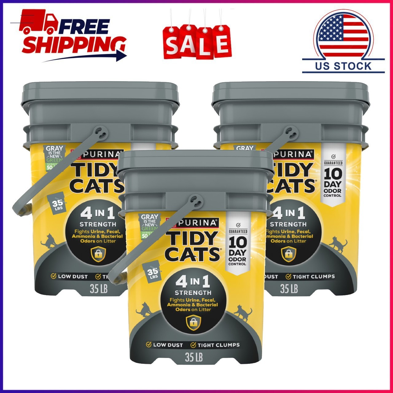 3 Pack, Purina Tidy Cats 4-In-1 Strength Clumping Cat Litter