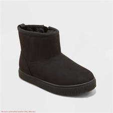 Toddler Girls Size 8C Black Ankle Boots Winter Cozy Side Zip Cat  Jack Arlo
