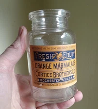 ORANGE MARMALADE CURTICE BROTHERS ROCHESTER EARLY 1900 LABELED GLASS JAR