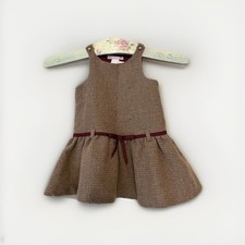 Janie And Jack Equestrian Tweed Jumper 6-12 Months Baby Dress Brown/Burgundy Bow