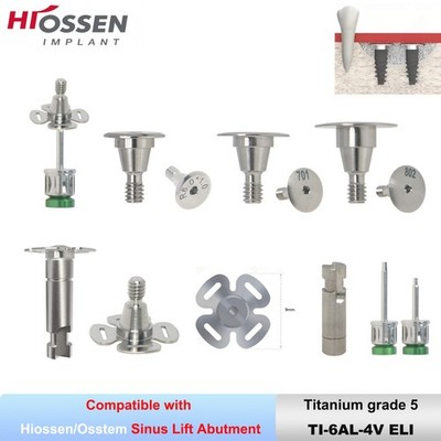 Hiossen Sinus Lift Abutments Kit Temp Ø6-9mm Titanium Gr5 w/ Hex Driver & Analog