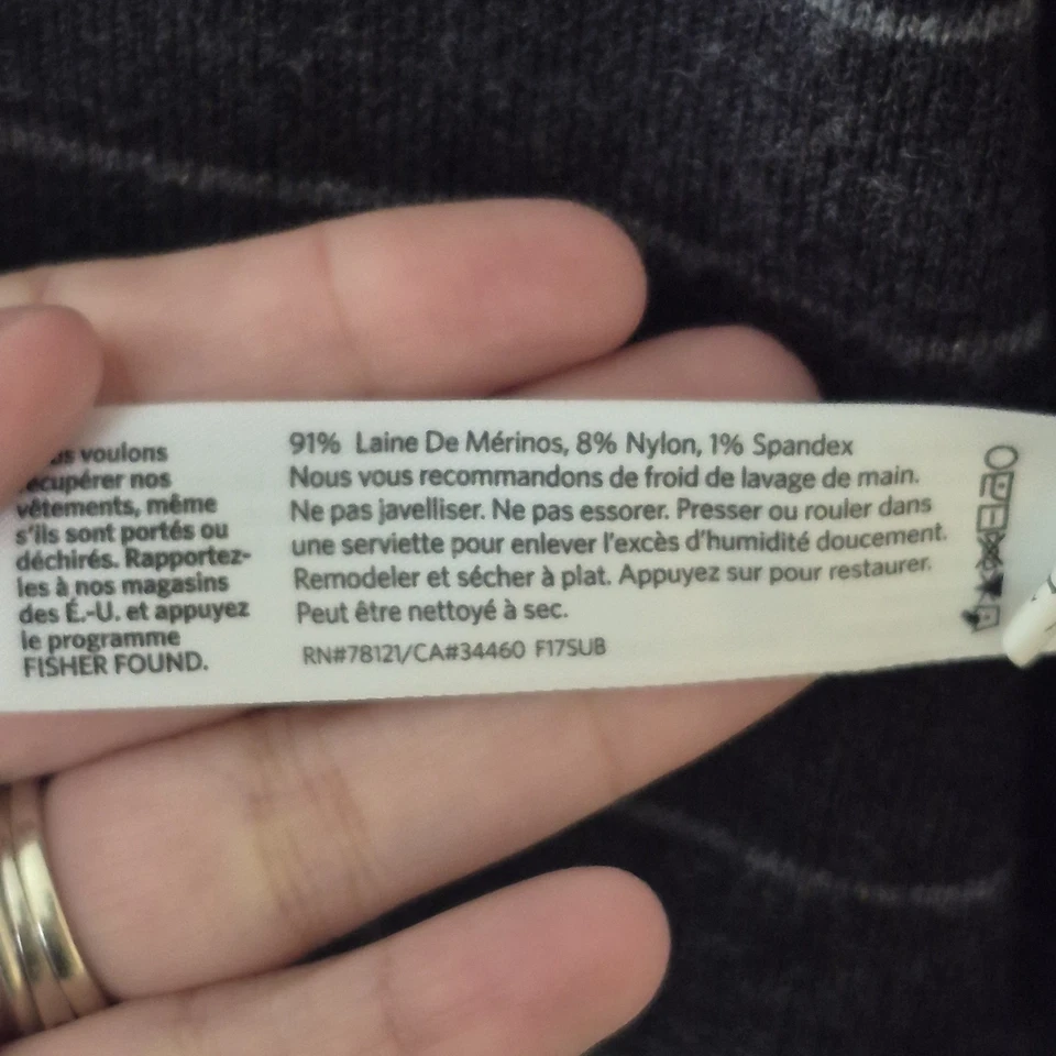 Poncho Eileen Fisher Mujer OS Gris Blanco Rayas Mantón Envolvente Lana Merino Foto 3 de 4