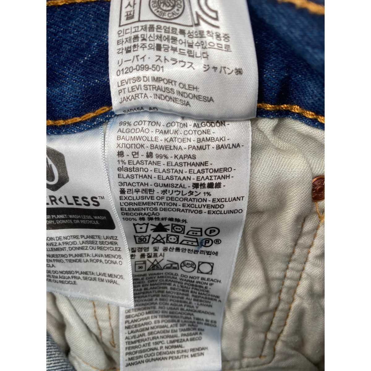 Levi Strauss 501 Mens Jeans Dark Wash Button Fly Straight Leg 38x32 (36x31) View 4