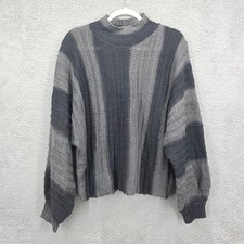 Grey Collection Striped Mock Neck Sweater XL Acrylic Loose Fit Casual