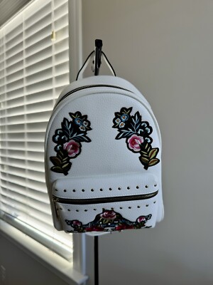 NWT Aldo dare White Womens backpack With Flower Patches