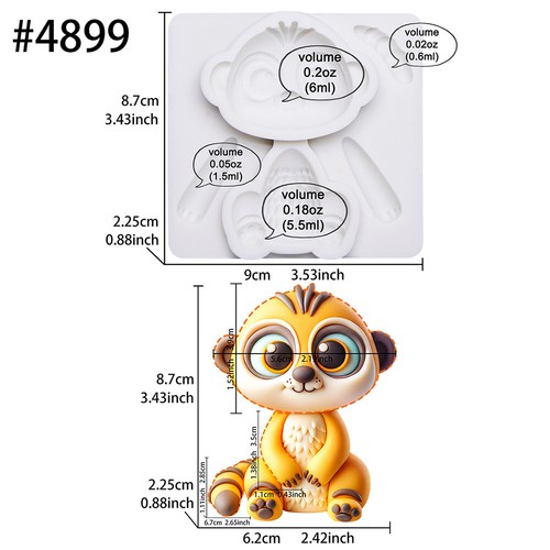 Safari Animals Fondant Silicone Moulds Kid Birthday Sugarcraft Cake Decoration - Picture 16 of 32