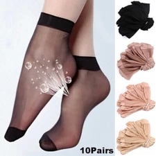 10/20 Pairs Women's Ankle Socks Ultra-thin Elastic Sheer Silky Short Stockings