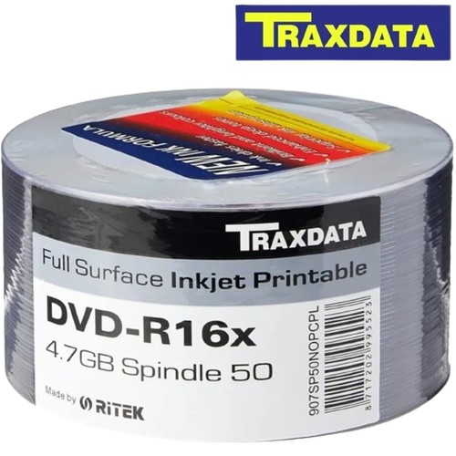 Ritek Traxdata DVD-R 16x White Inkjet Printable 4.7GB Blank DVD Discs 120min Lot - Picture 86 of 144