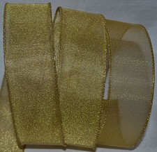 Wired Ribbon Christmas Gold Metallic Mini Mesh 1.5" Holiday Wreath Gift Bow