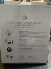 AT&T Corded Cordless Phone w/ 2 Handsets & Digital Answering Machine ATT-CL84215