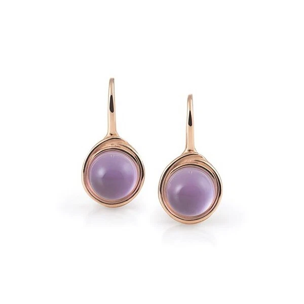 Orecchini Pendenti In Ametista Viola Naturale Con Cristalli Rosa – Geometrici Placcati Oro Giallo - 2