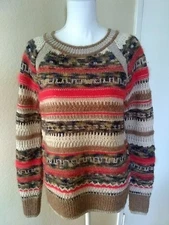 JUICY COUTURE Silver & Gold Metallic Wool Alpaca Angora Sweater Size Large EXC