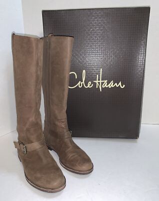 Cole Haan Women Boot Air Petra Tall Size 6B Brown Leather Riding Pre Owned