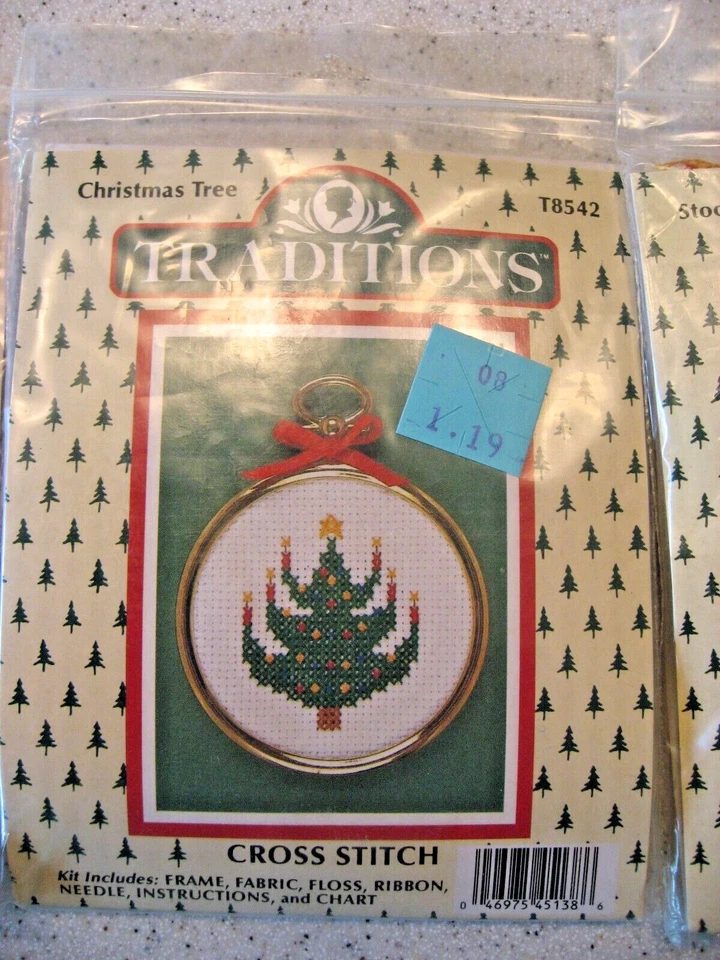 Vtg Lot of 3 Traditions Cross Stitch Christmas Ornament Kits - Candle & Stocking - Image 3 of 4