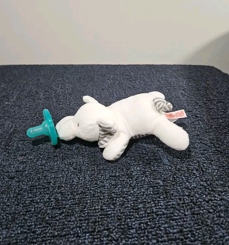Wubbanub grau & weiß Streifen Elefant Baby Soothie Lovey Schnuller Plüsch - Bild 2 von 6
